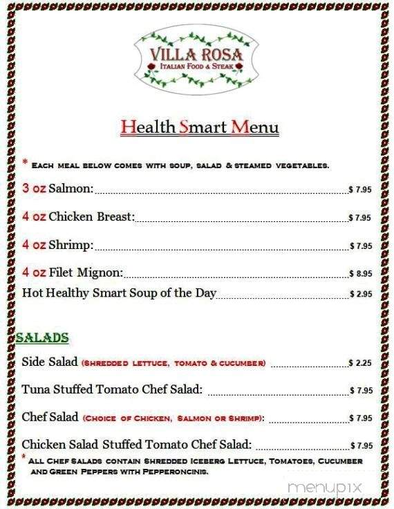 Villa Rosa - Herrin, IL menu_pic