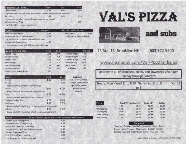 /2902886/Vals-Pizza-and-Subs-Brookline-NH - Brookline, NH