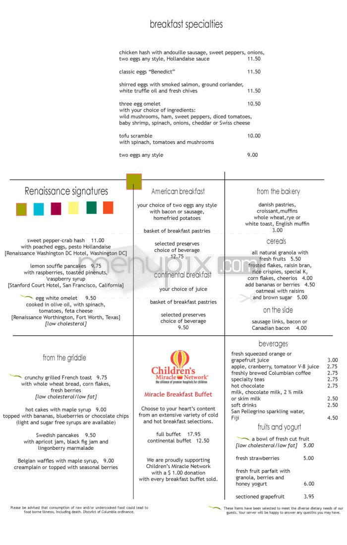 15 Squares American Bistro (Renaissance Washington DC Hotel) - Washington, DC menu_pic