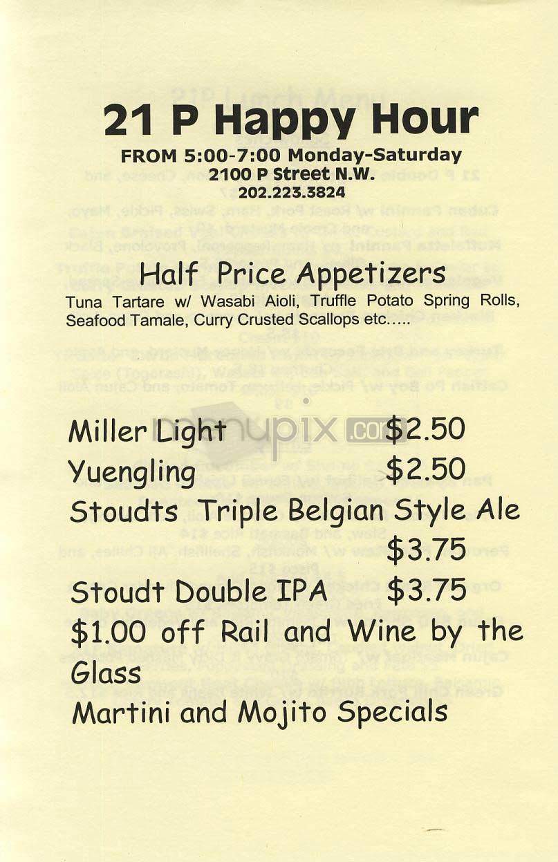 21P - Washington, DC menu_pic