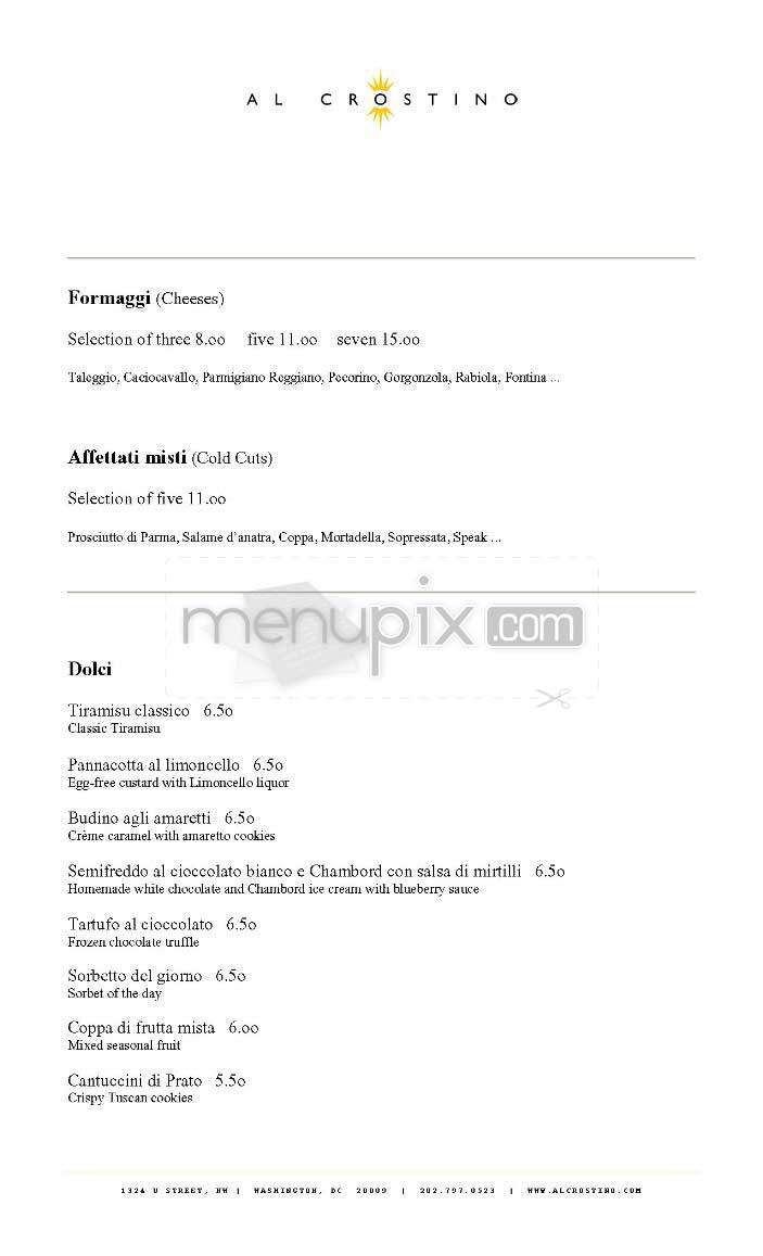 Al Crostino - Washington, DC menu_pic
