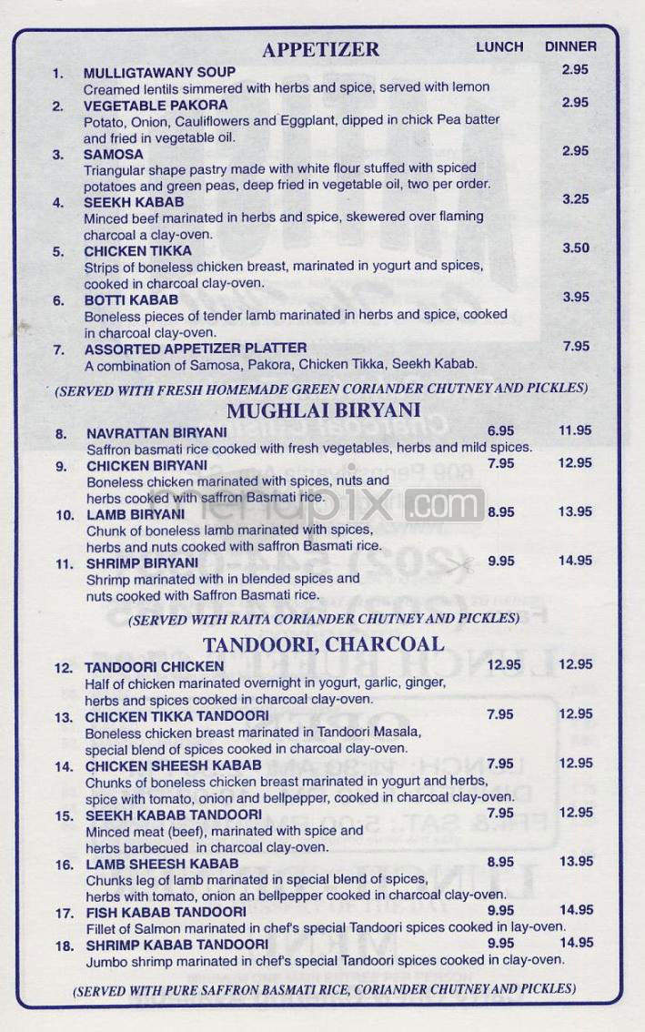 Aatish On The Hill - Washington, DC menu_pic