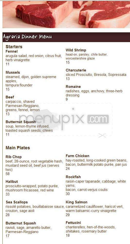 Agraria - Washington, DC menu_pic