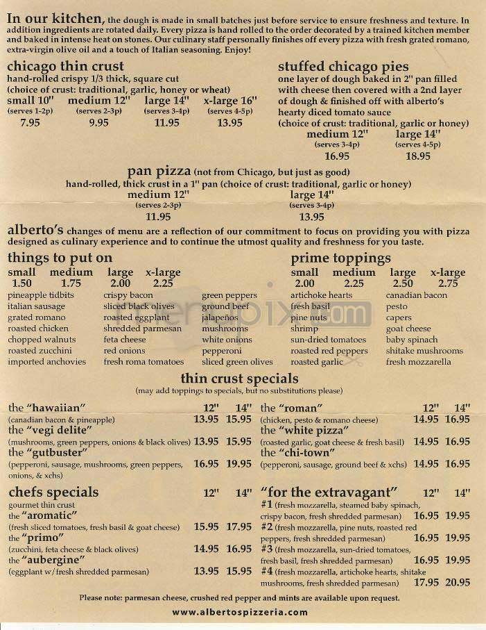 Alberto's - Washington, DC menu_pic