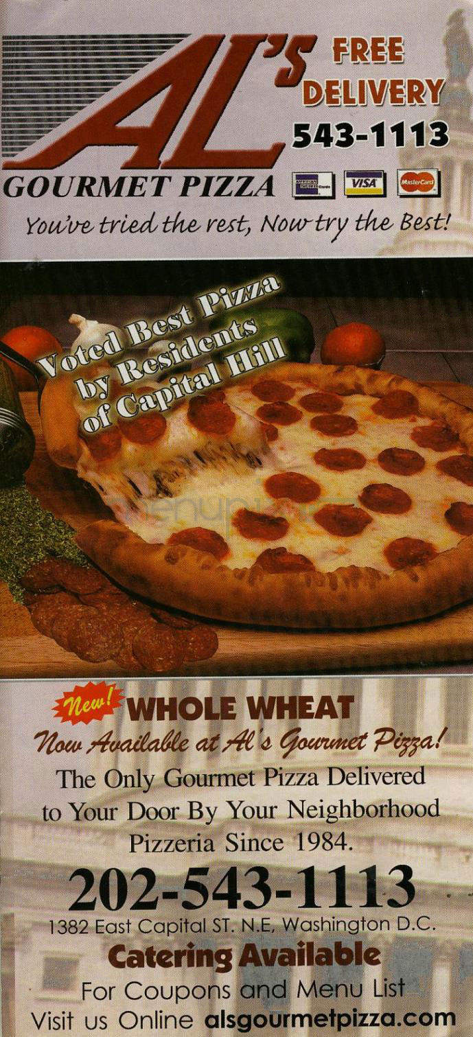 Al's Gourmet Pizza - Washington, DC menu_pic