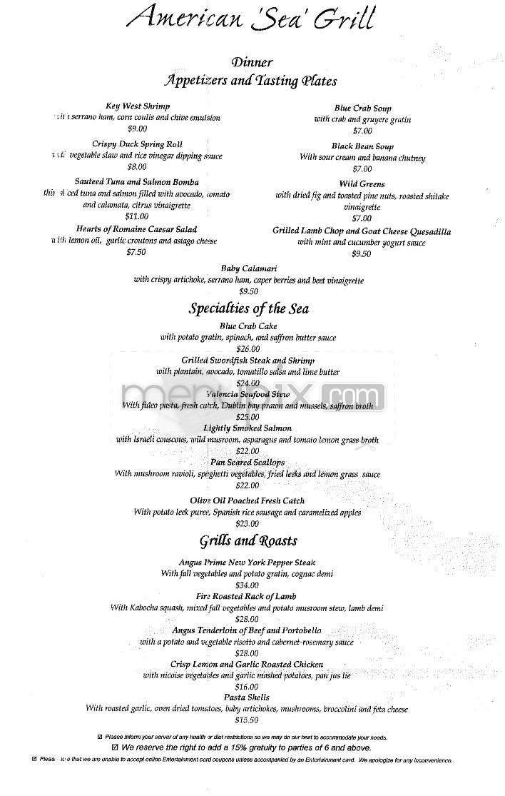 American Grill (L'Enfant) - Washington, DC menu_pic