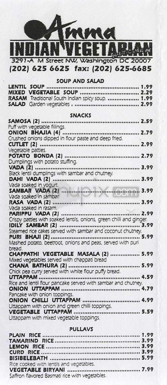Amma - Washington, DC menu_pic