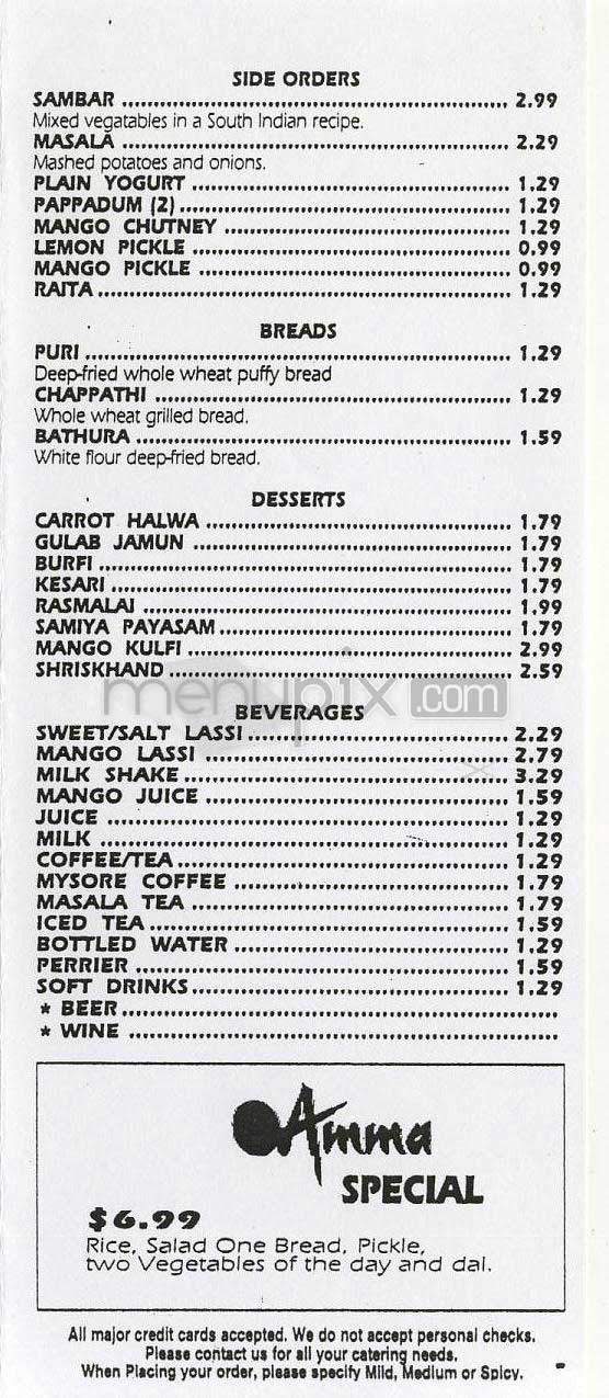 Amma - Washington, DC menu_pic