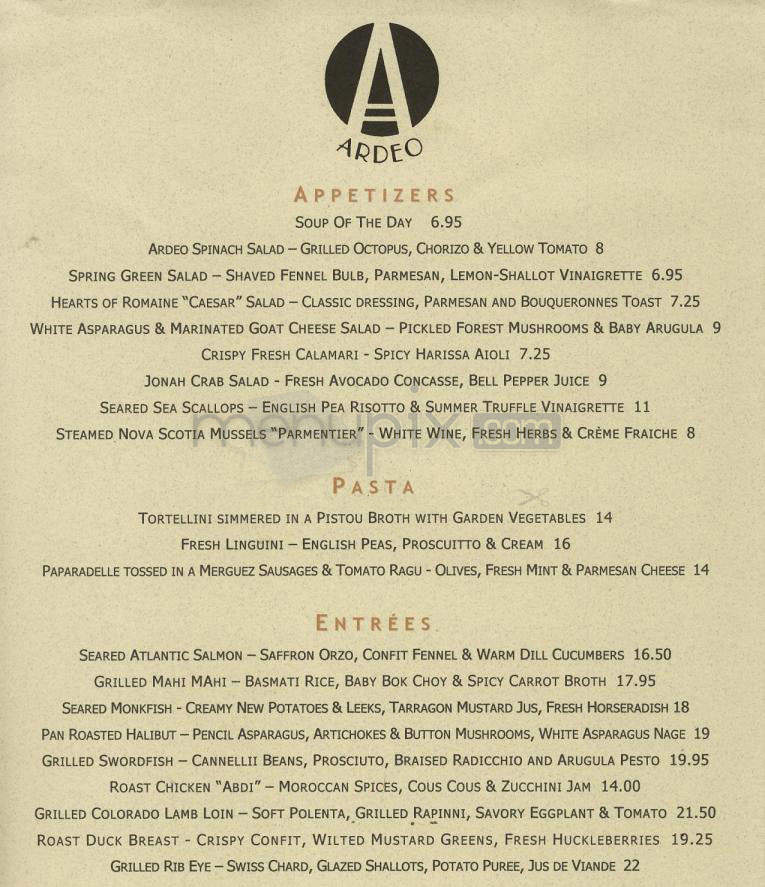 Ardeo - Washington, DC menu_pic