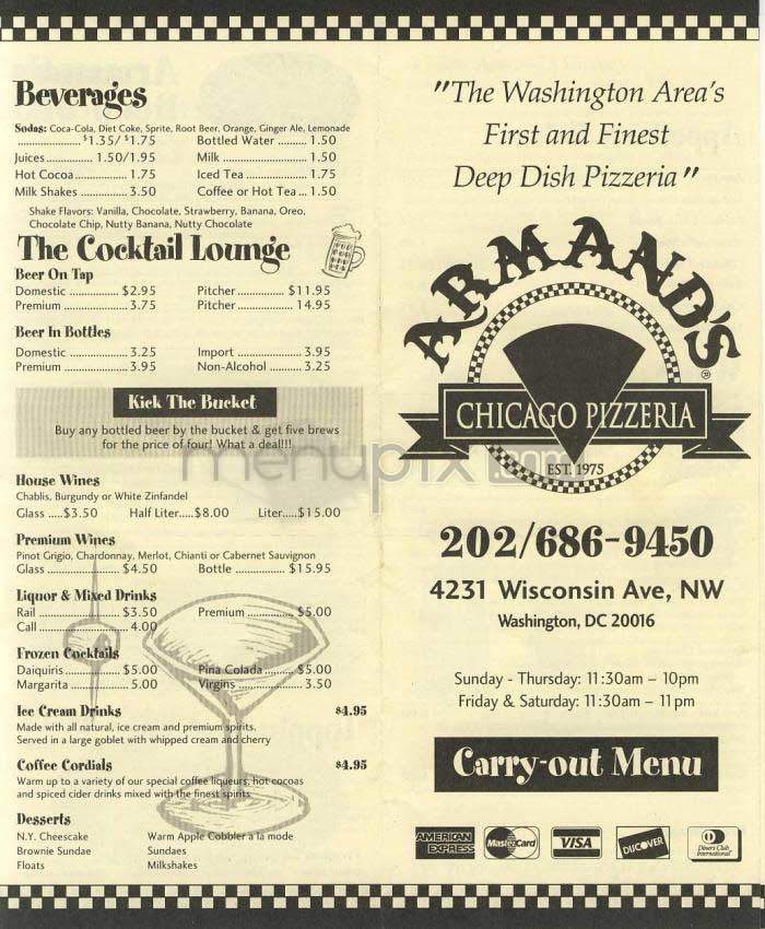Armand's Chicago Pizzeria - Washington, DC menu_pic