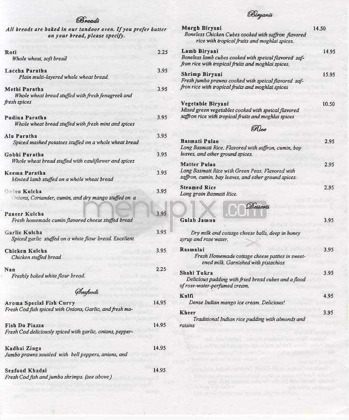 Aroma - Washington, DC menu_pic
