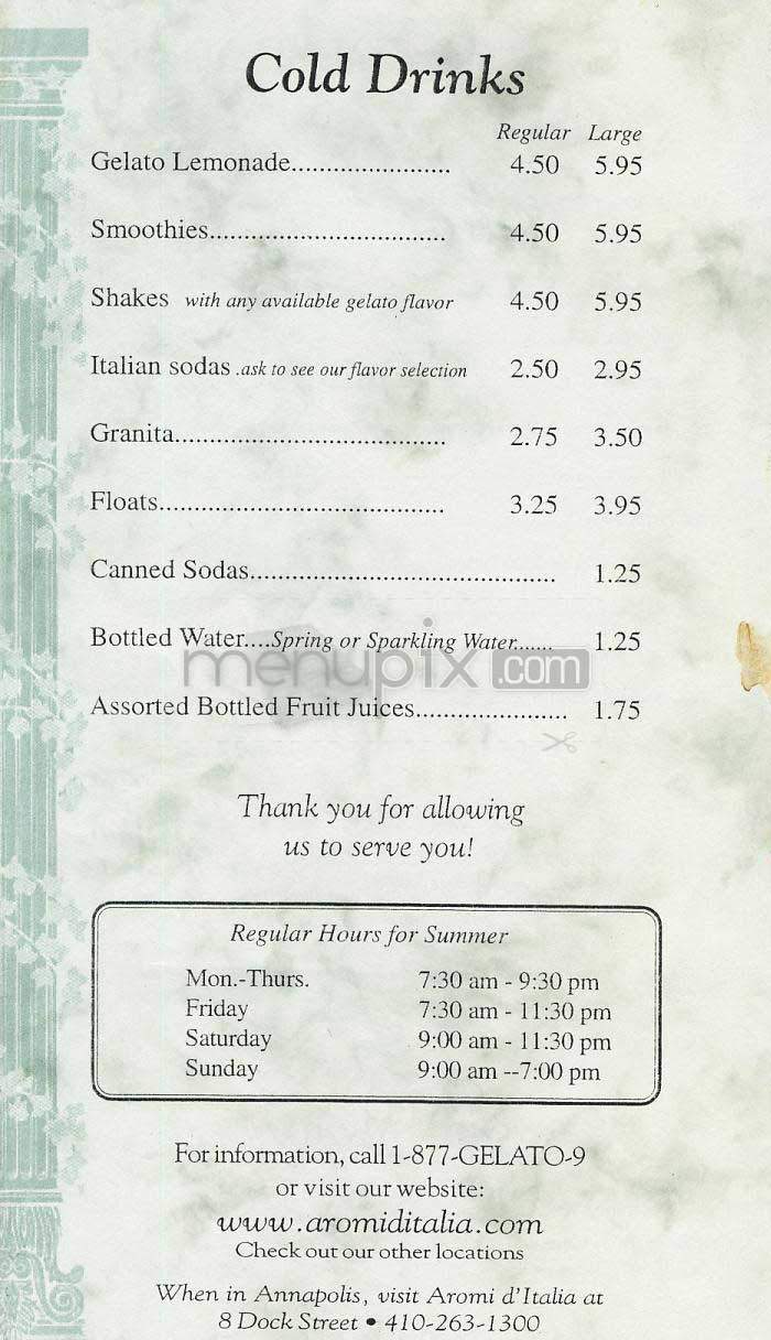 Aromi d'Italia - Bethesda, MD menu_pic