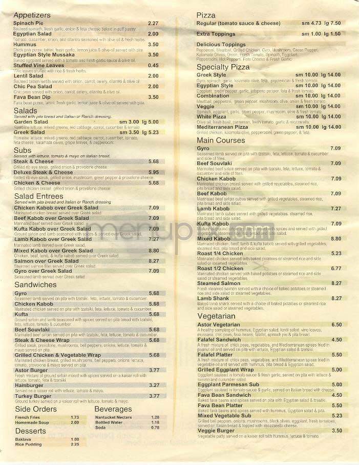Astor - Washington, DC menu_pic