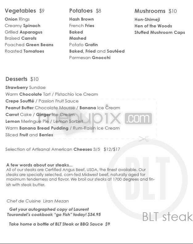 BLT Steak Bistro - Washington, DC menu_pic