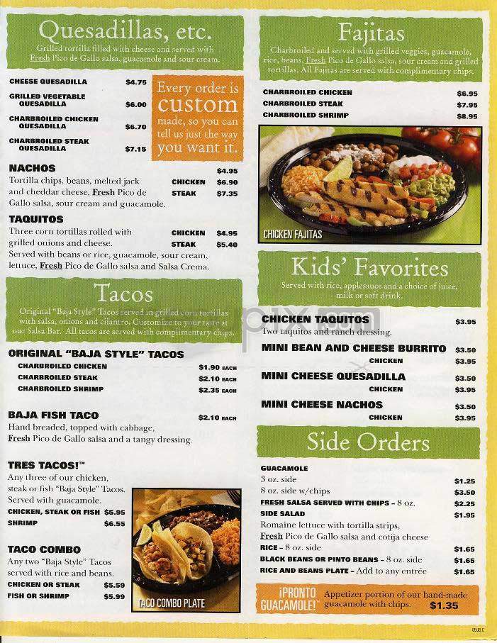 Baja Fresh Mexican Grill - Arlington, VA menu_pic