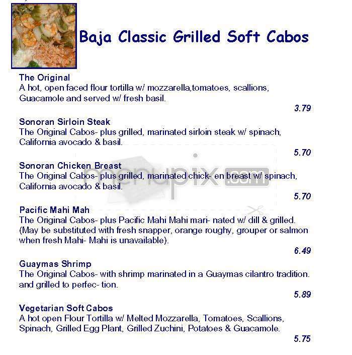 Baja Grille - Washington, DC menu_pic