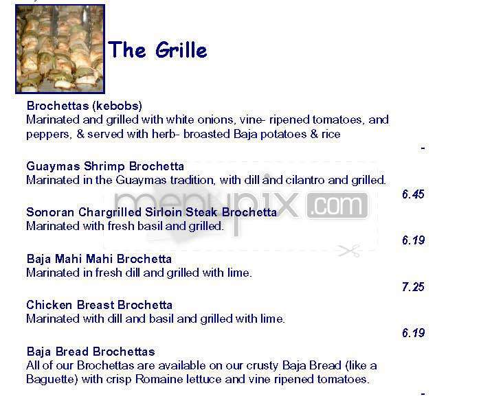 Baja Grille - Washington, DC menu_pic