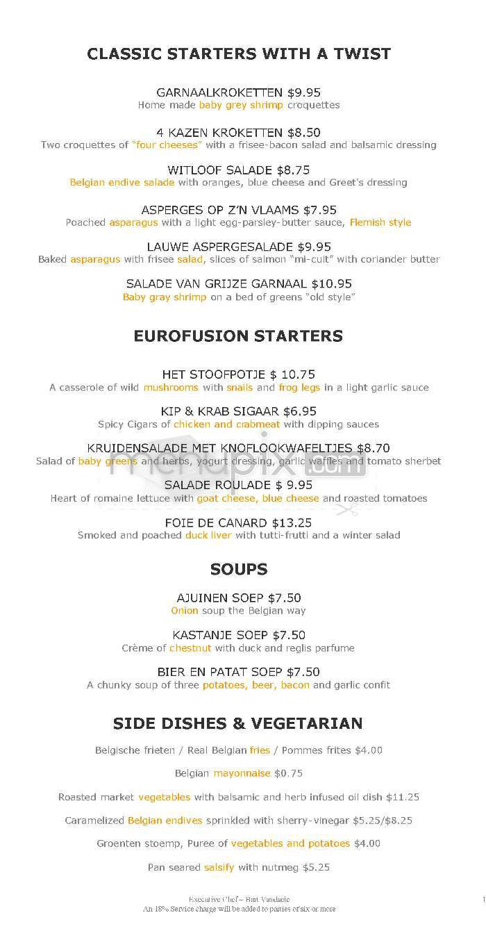 Belga Cafe - Washington, DC menu_pic