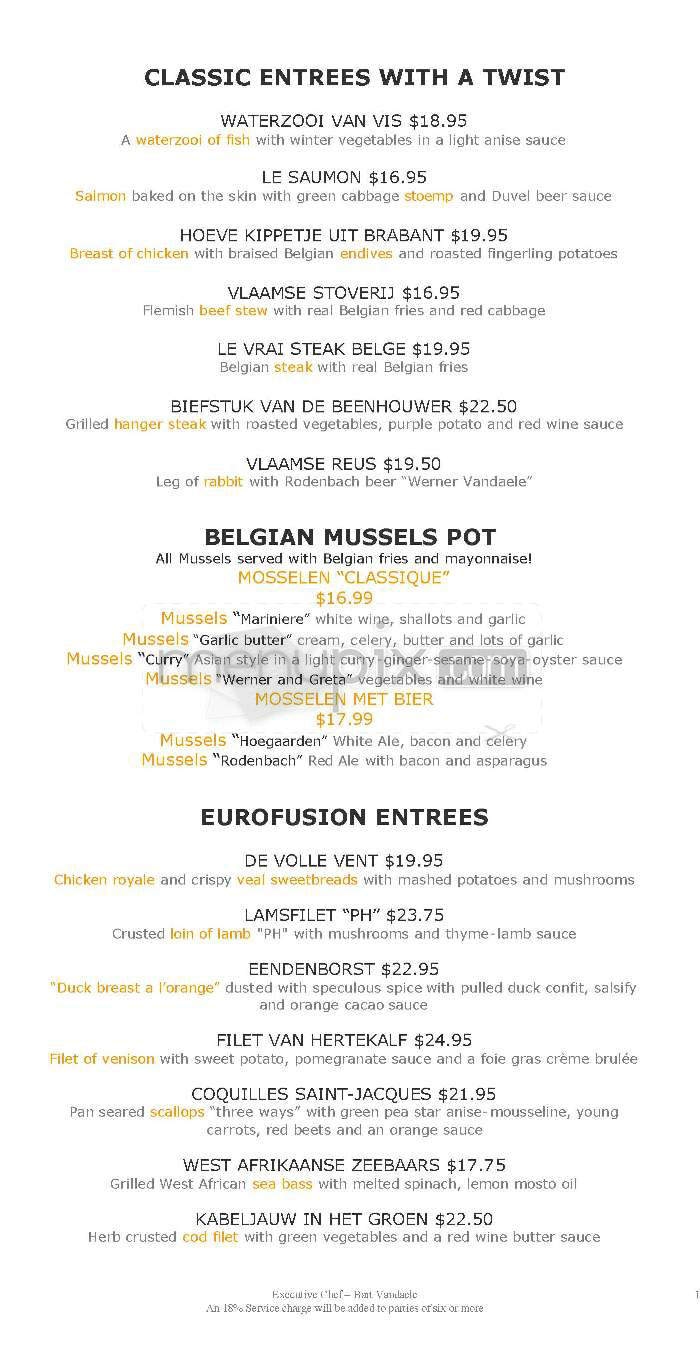 Belga Cafe - Washington, DC menu_pic