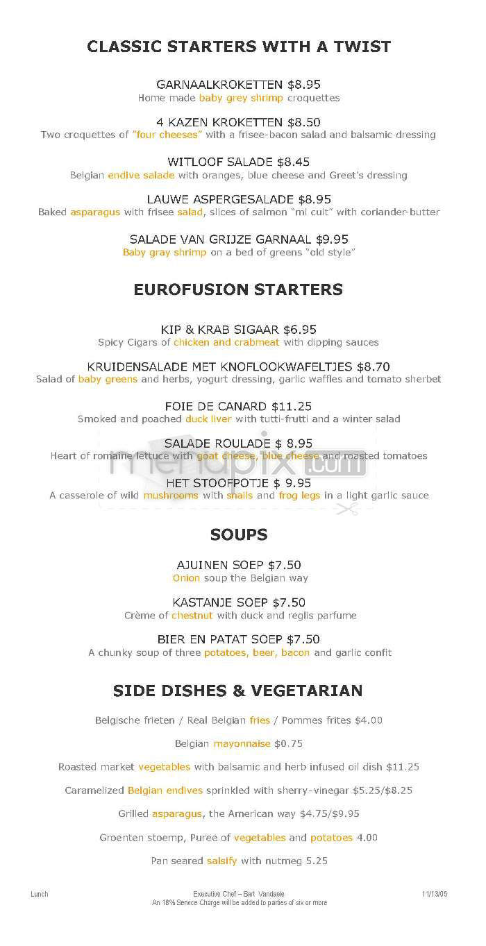 Belga Cafe - Washington, DC menu_pic