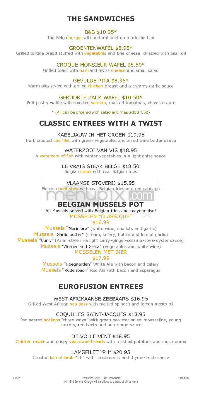 Belga Cafe - Washington, DC menu_pic