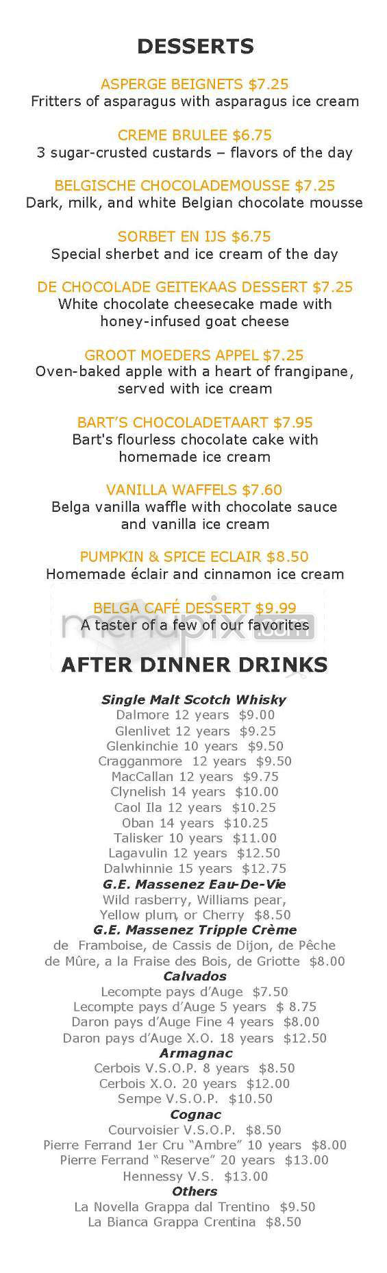 Belga Cafe - Washington, DC menu_pic