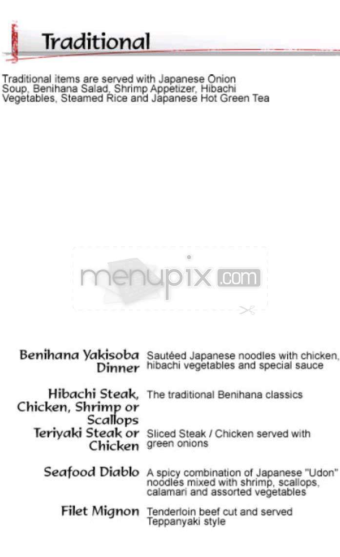Benihana - Bethesda, MD menu_pic