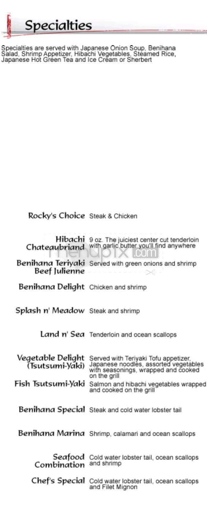 Benihana - Bethesda, MD menu_pic