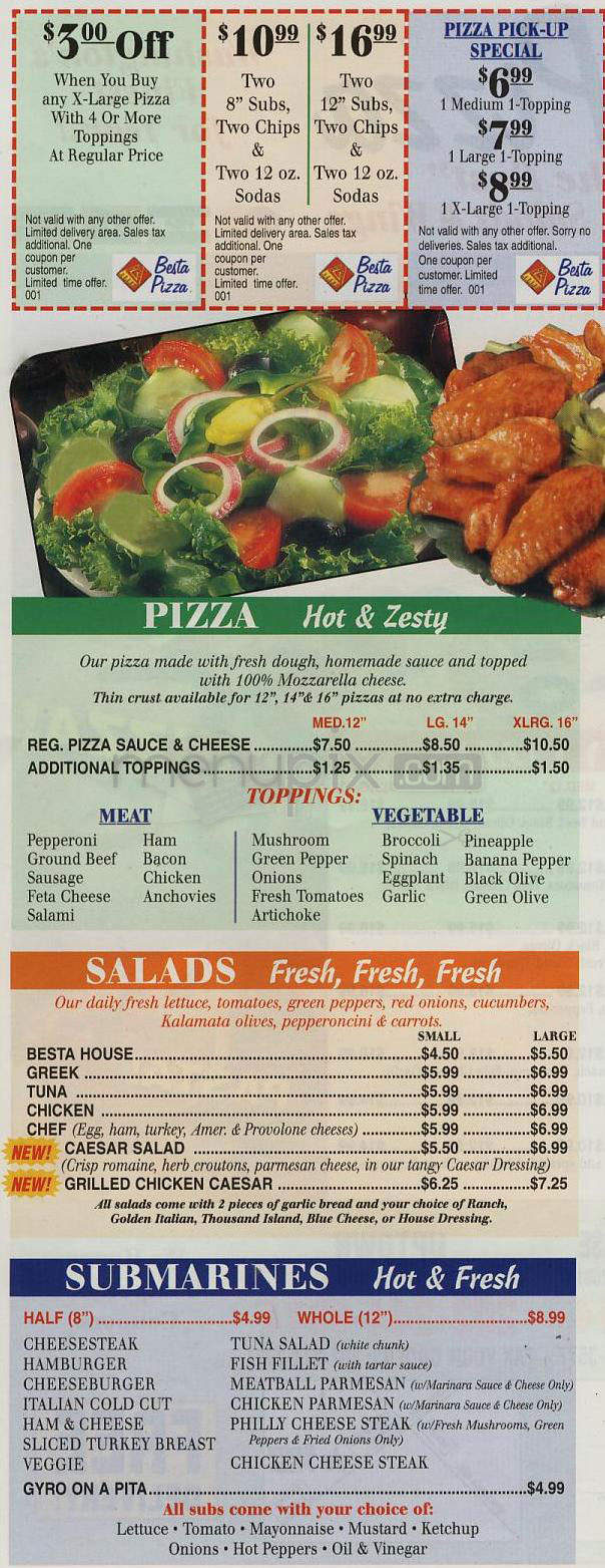 Besta Pizza - Washington, DC menu_pic