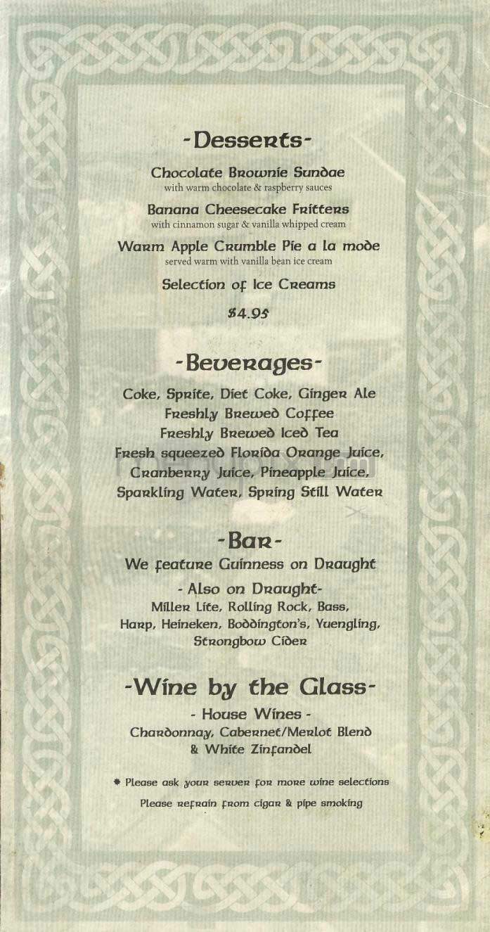 Biddy Mulligan's - Washington, DC menu_pic