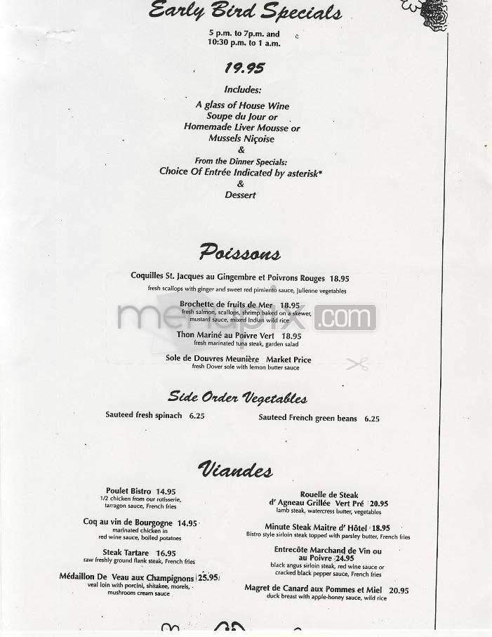 Bistro Francais - Washington, DC menu_pic