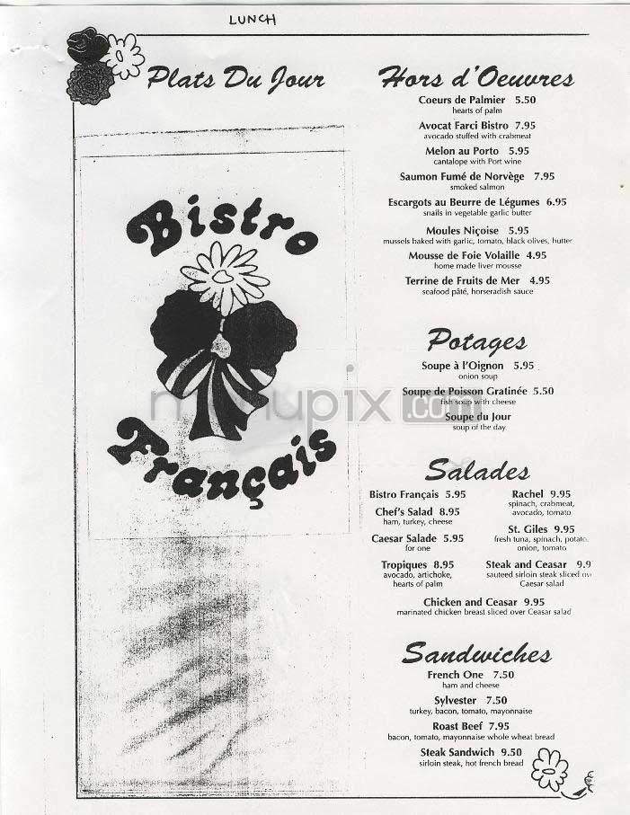 Bistro Francais - Washington, DC menu_pic