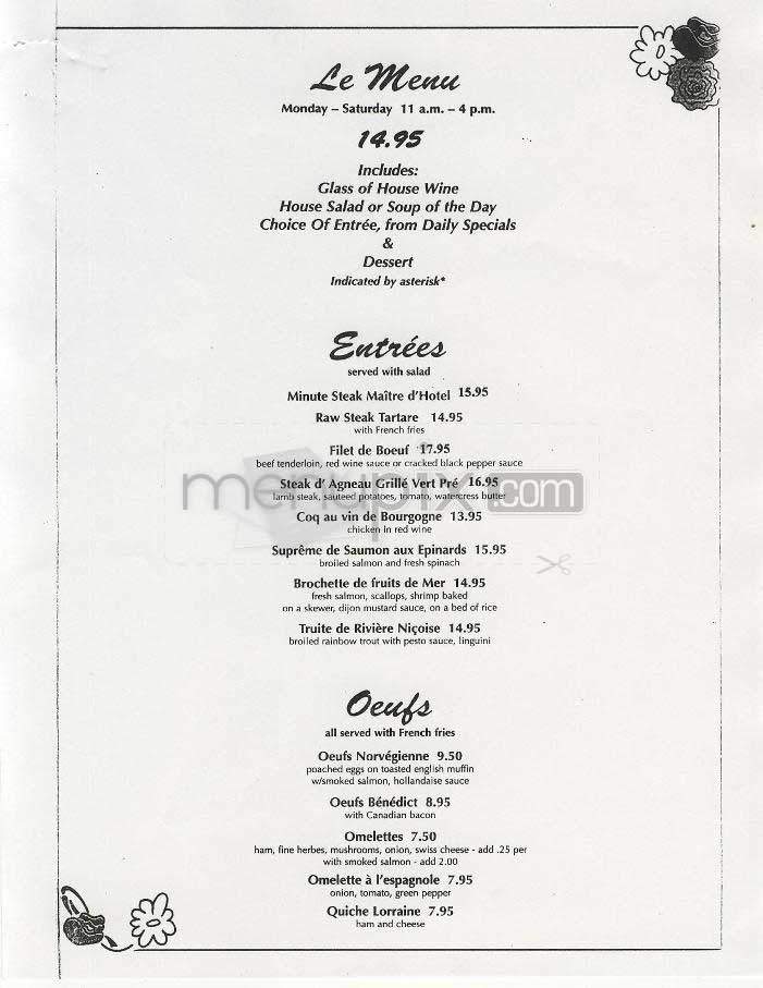 Bistro Francais - Washington, DC menu_pic