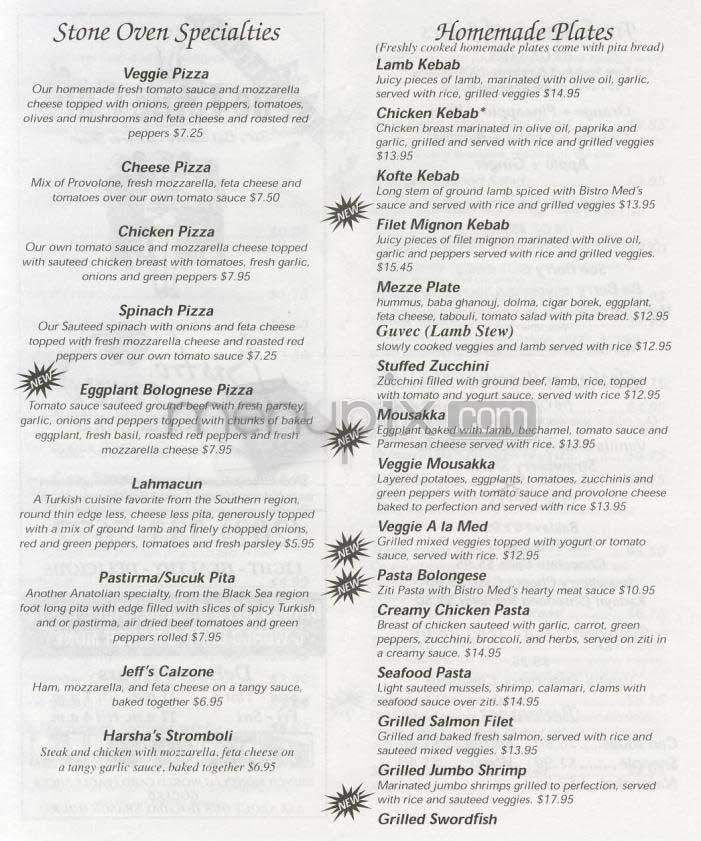Bistro Med - Washington, DC menu_pic