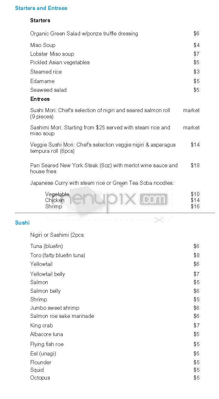Blue Fin - Washington, DC menu_pic