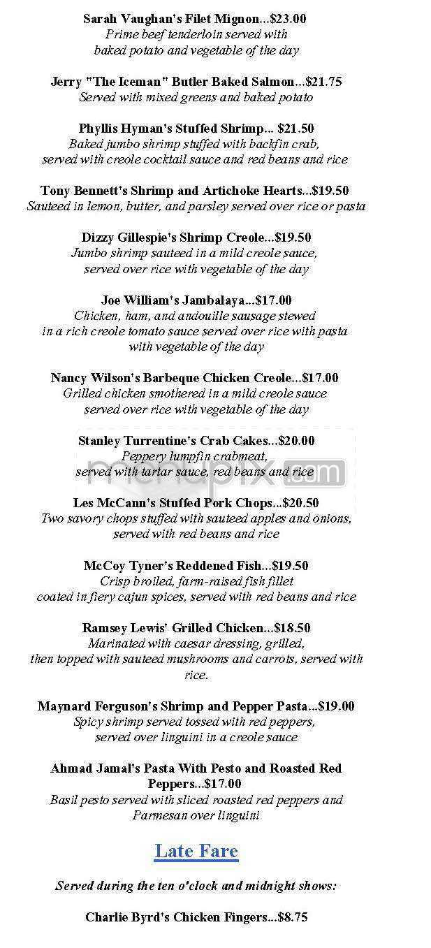 Blues Alley - Washington, DC menu_pic
