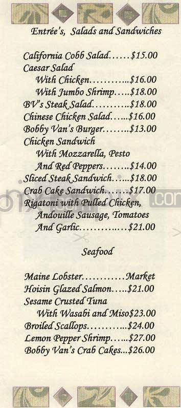 Bobby Van's Grill - Washington, DC menu_pic