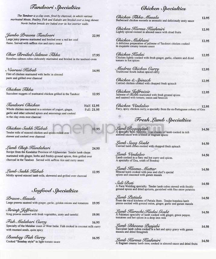 Bombay Palace - Washington, DC menu_pic