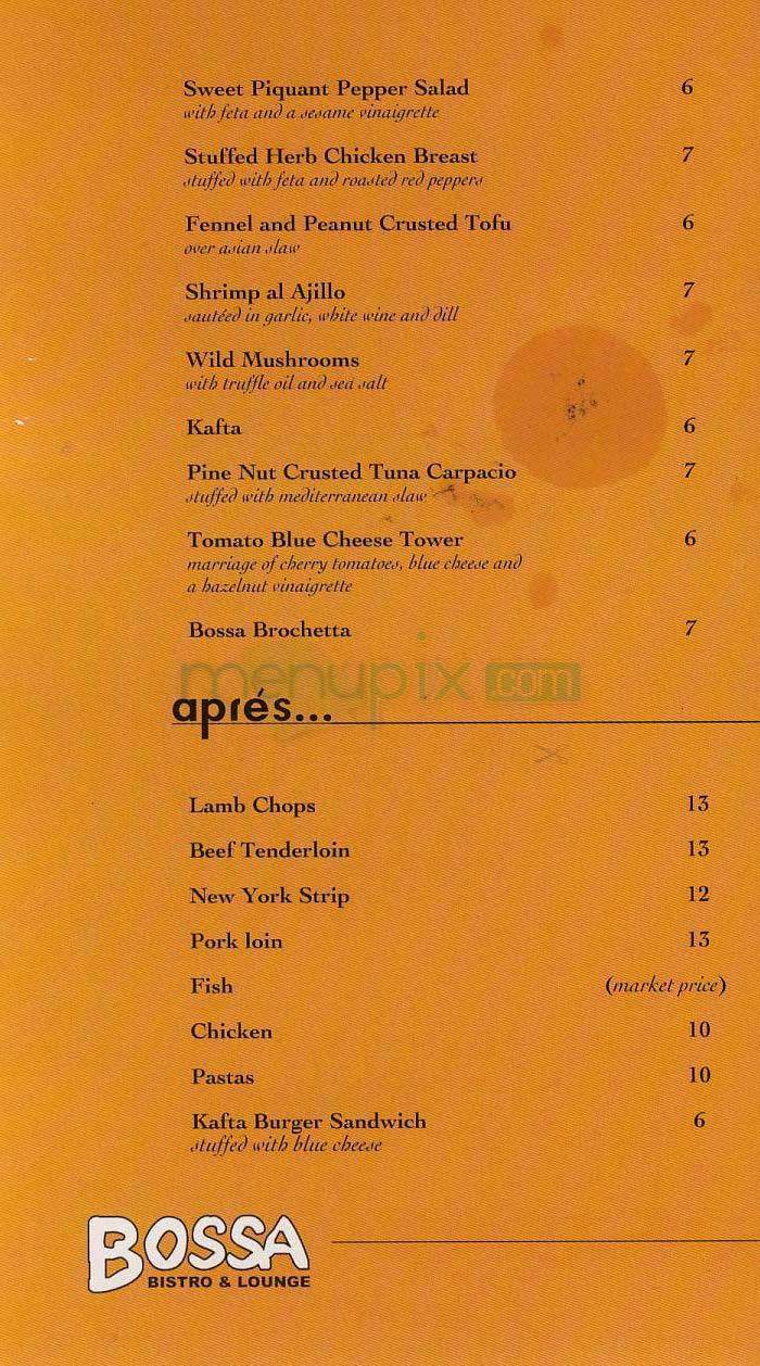 Bossa - Washington, DC menu_pic