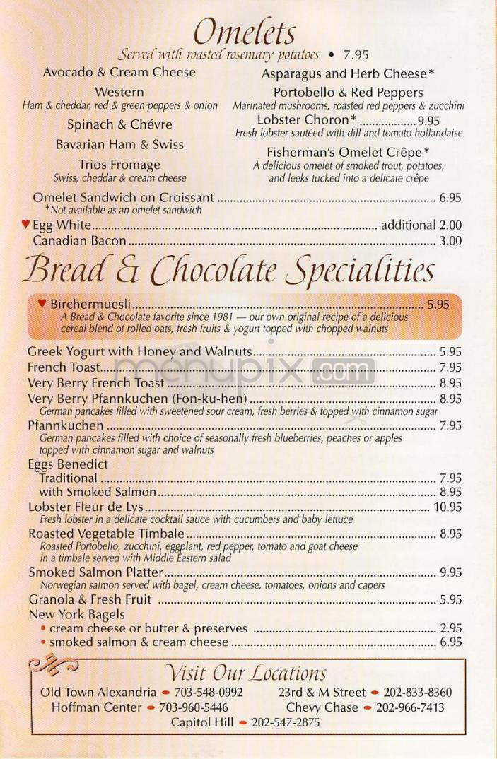 Bread & Chocolate - Washington, DC menu_pic