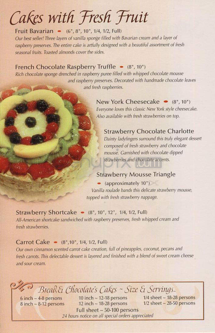 Bread & Chocolate - Washington, DC menu_pic