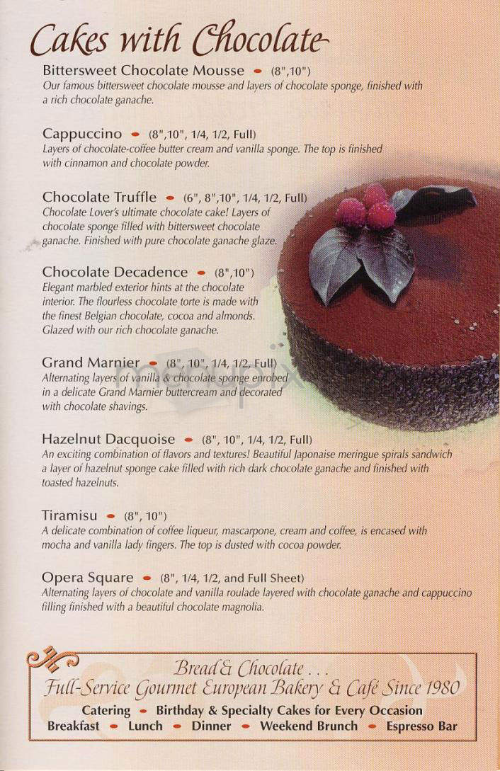 Bread & Chocolate - Washington, DC menu_pic