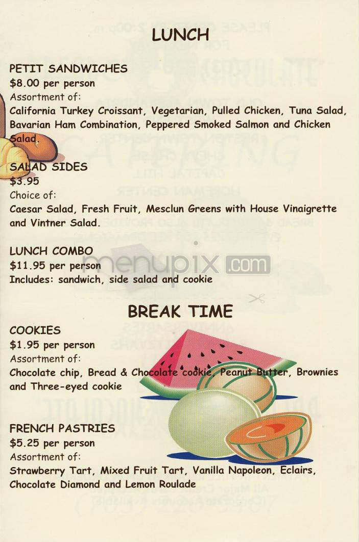Bread & Chocolate - Washington, DC menu_pic