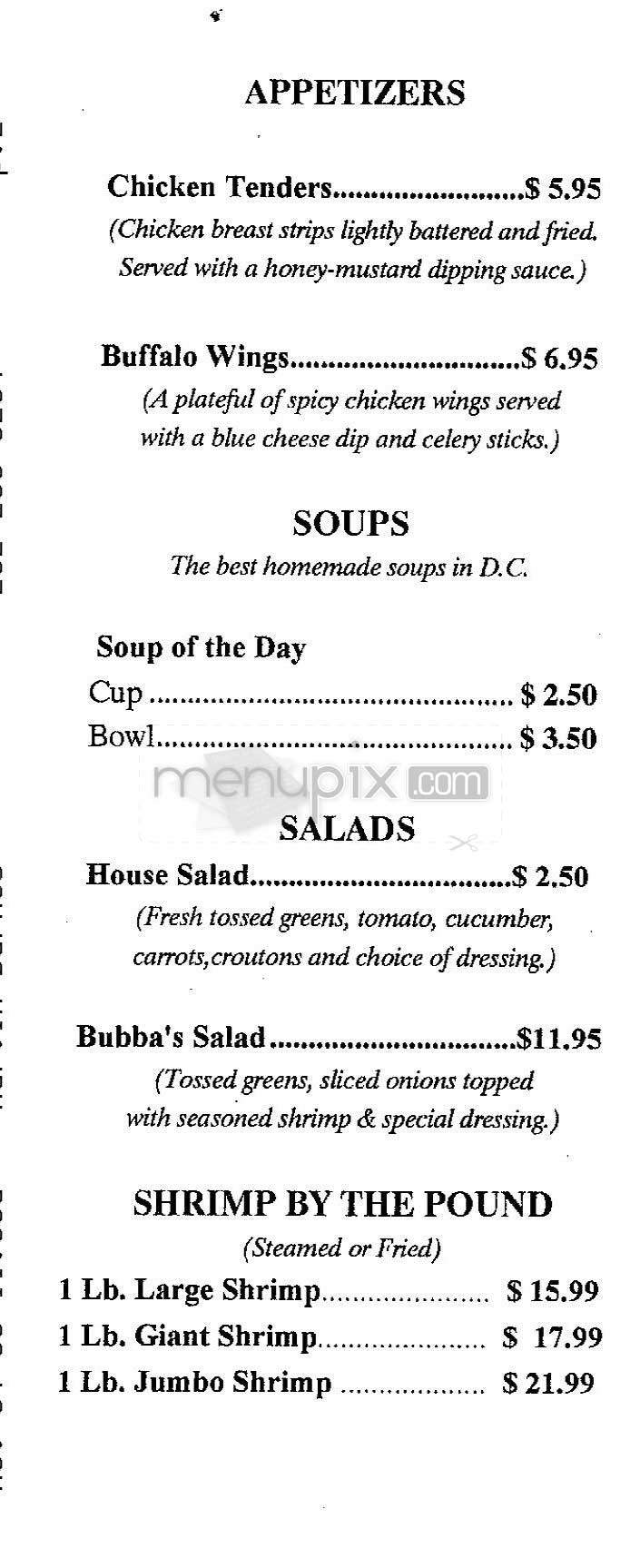 Bubba's Muscogee - Washington, DC menu_pic
