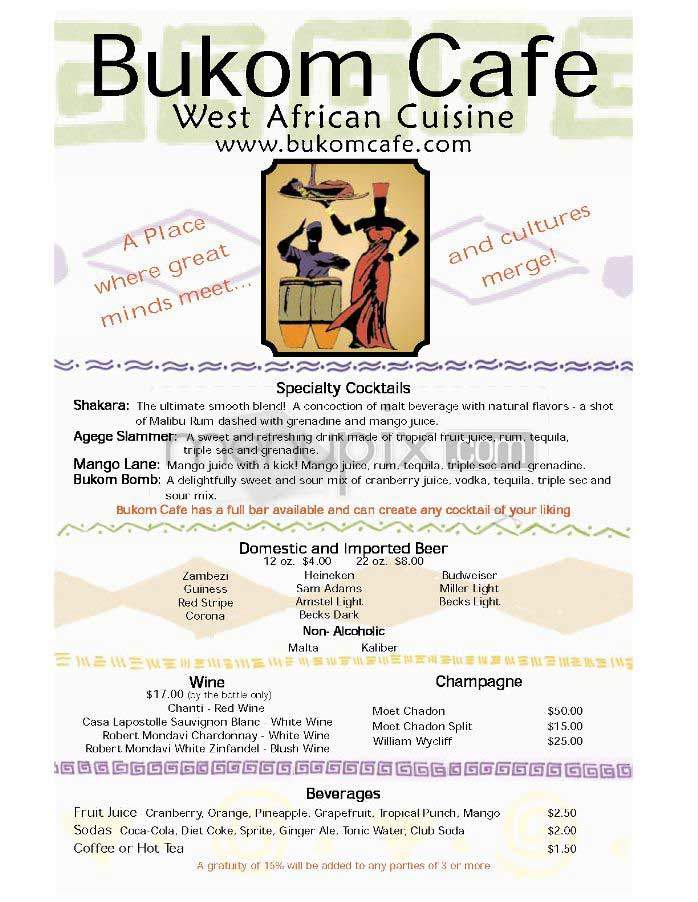 Bukom Cafe - Washington, DC menu_pic