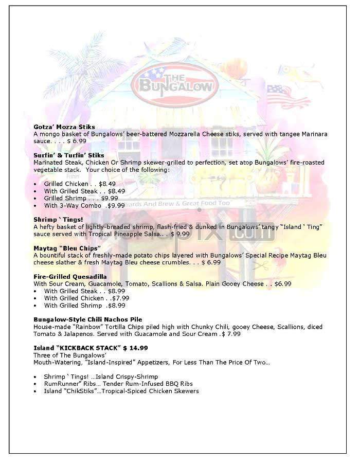 Bungalow Billiards & Brew Co - Arlington, VA menu_pic