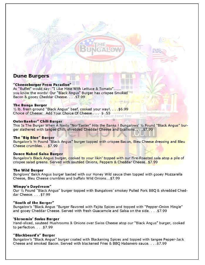Bungalow Billiards & Brew Co - Arlington, VA menu_pic