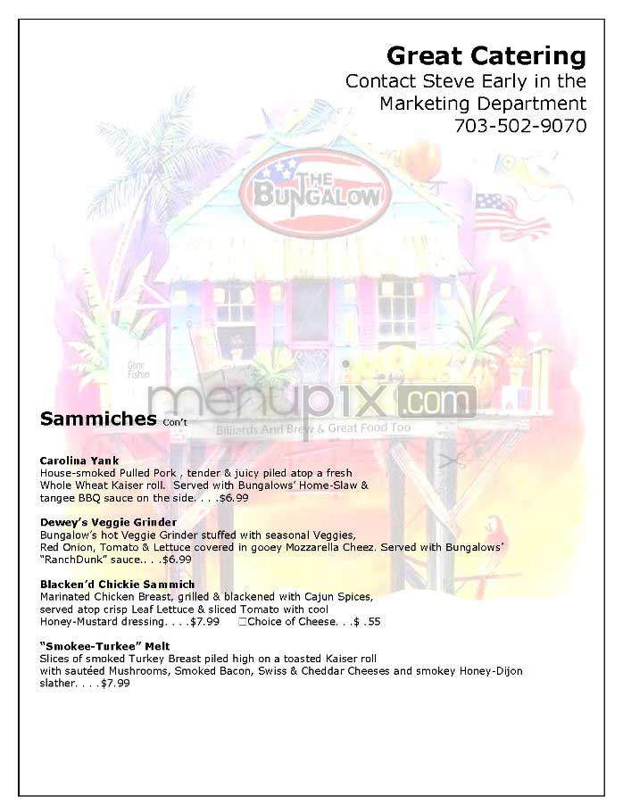 Bungalow Billiards & Brew Co - Arlington, VA menu_pic