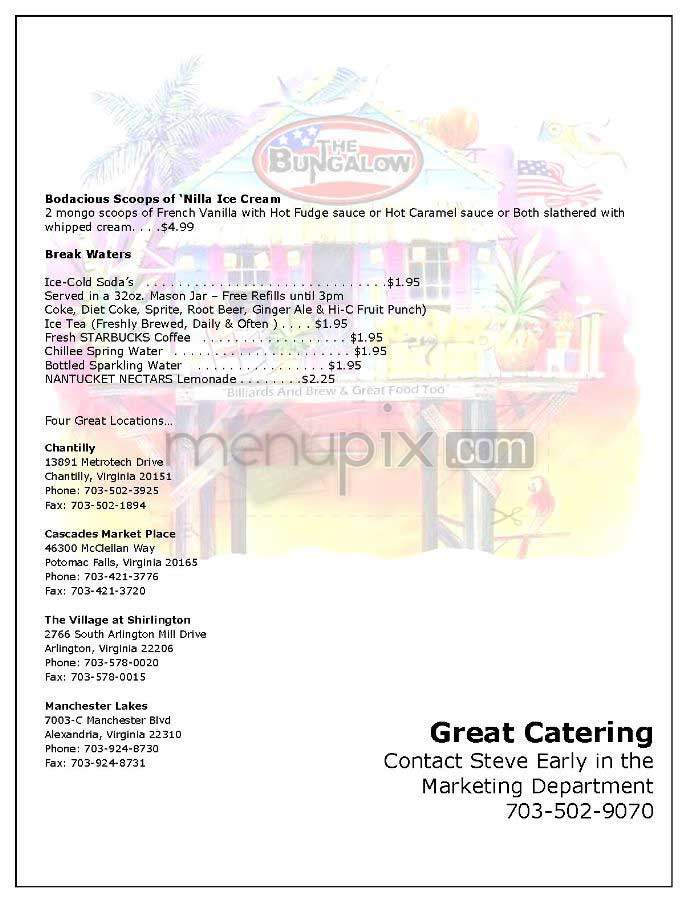 Bungalow Billiards & Brew Co - Arlington, VA menu_pic