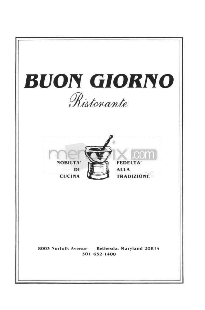 Buon Giorno Restaurant - Bethesda, MD menu_pic